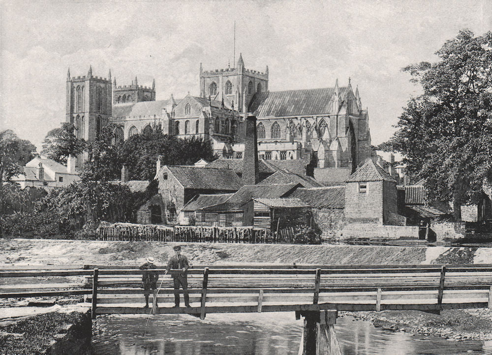 YORKSHIRE. Ripon Minster 1900 old antique vintage print picture